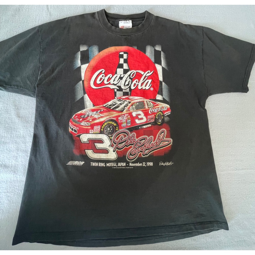 Vintage 1998 Dale Earnhardt Coca-Cola Twin Ring Motegi Japan T-Shirt XL Black - Picture 1 of 9